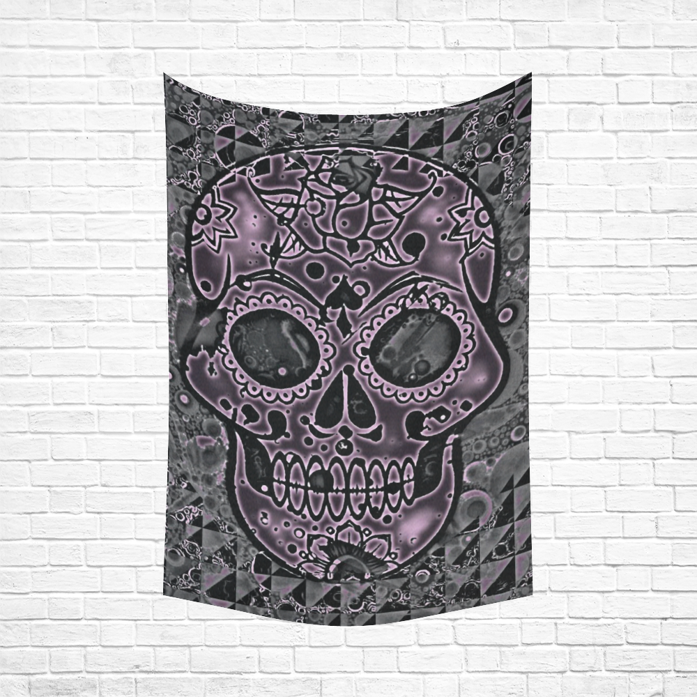 skull pink Cotton Linen Wall Tapestry 60"x 90"