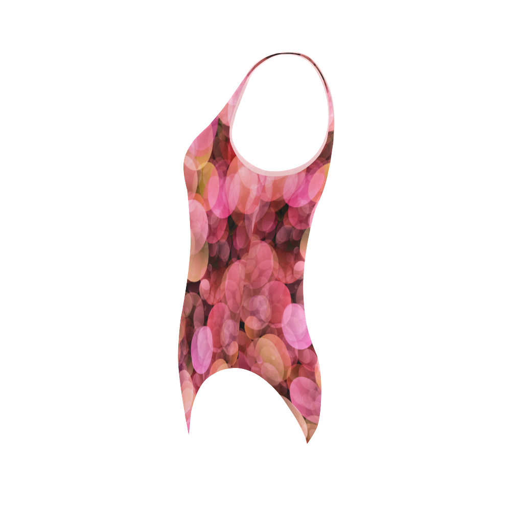 Peach and pink bubbles Vest One Piece Swimsuit (Model S04)