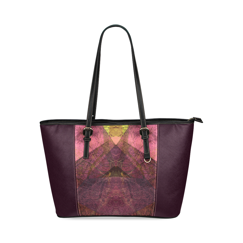 Purple Pink PATTERN GARDEN NO5C-Design-8_ Leather Tote Bag/Small (Model 1640)