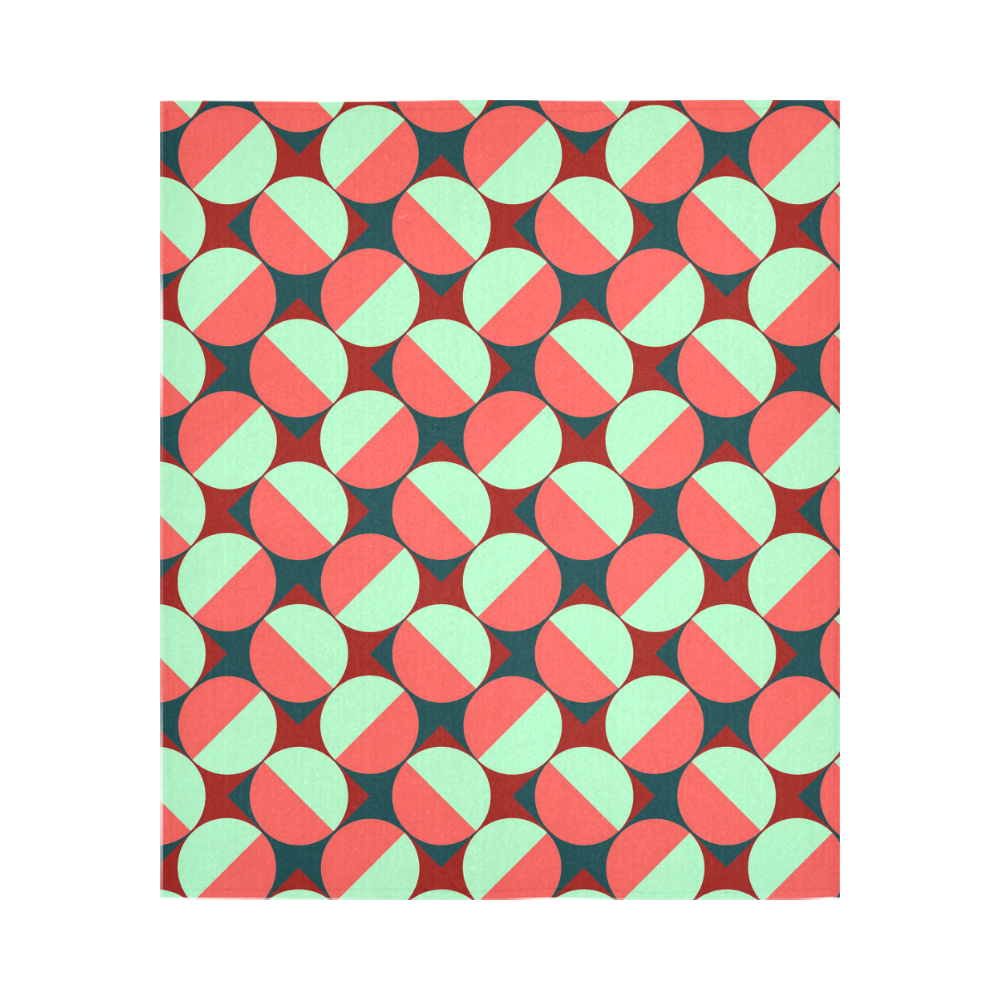 Modernist Geometric Tiles Cotton Linen Wall Tapestry 51"x 60"