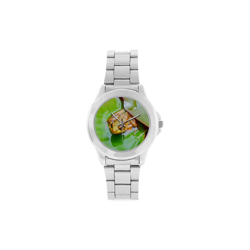 Frog on a Lily-pad Unisex Stainless Steel Watch(Model 103)
