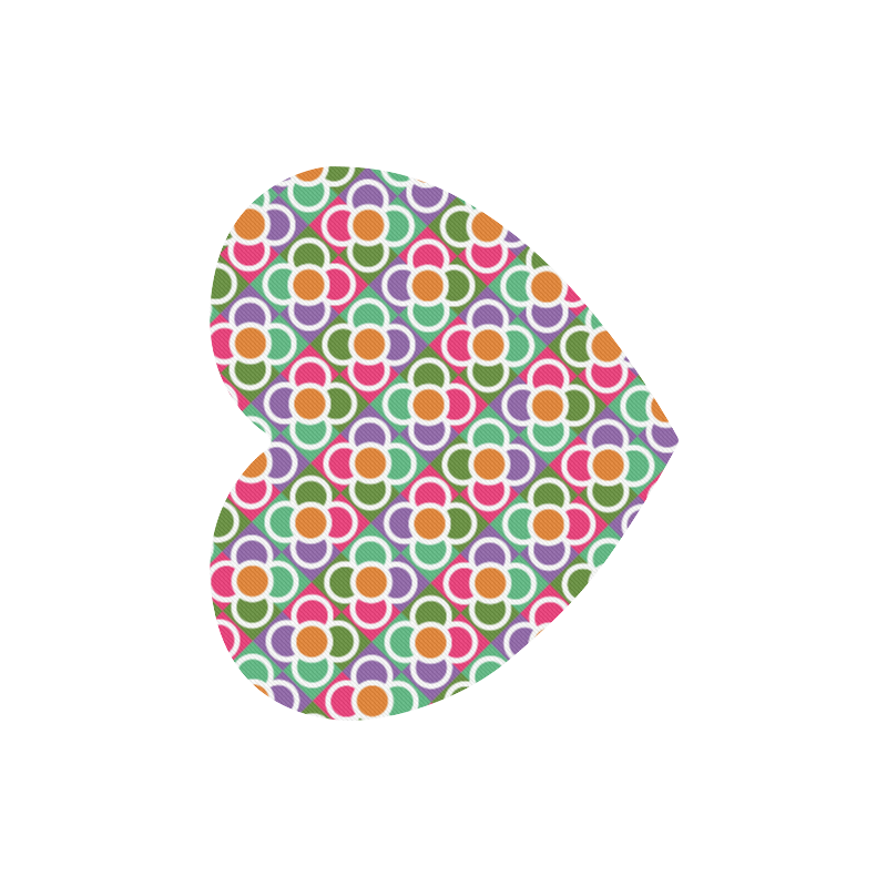 Modernist Floral Tiles Heart-shaped Mousepad