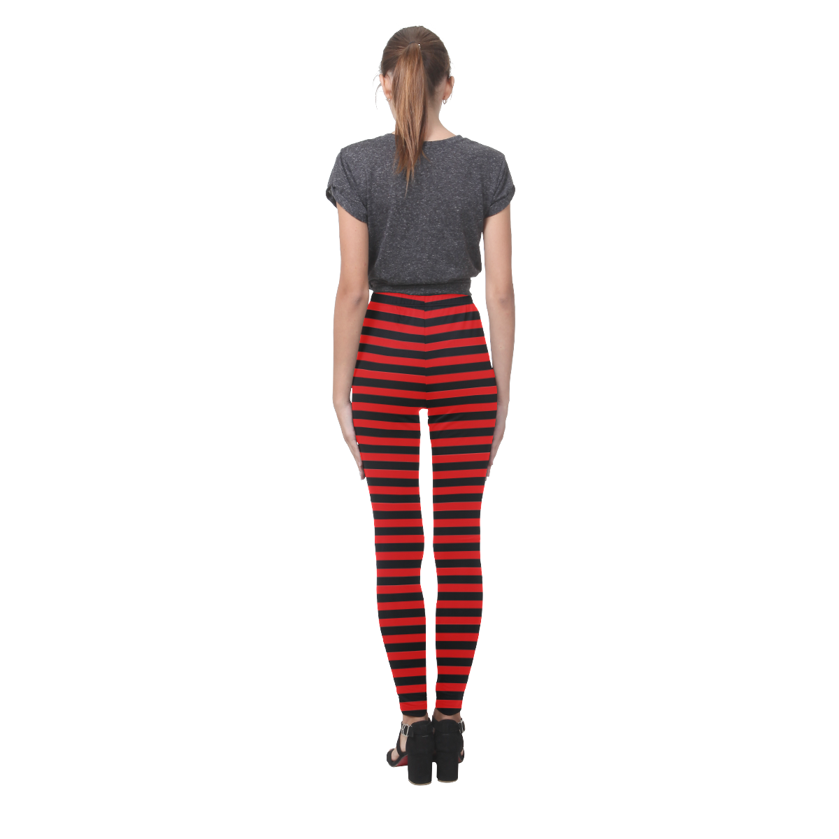 Red and Black Stripes Cassandra Women's Leggings (Model L01)