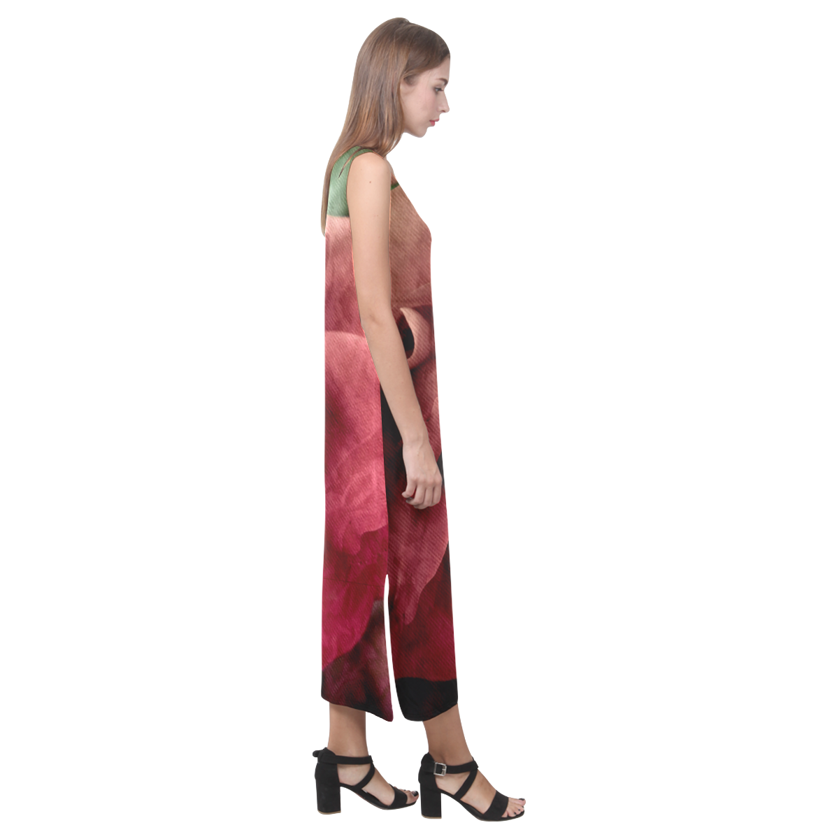 Rose Phaedra Sleeveless Open Fork Long Dress (Model D08)