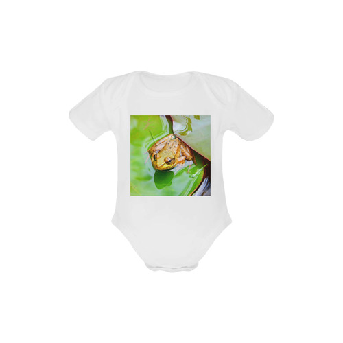 Frog on a Lily-pad Baby Powder Organic Short Sleeve One Piece (Model T28)