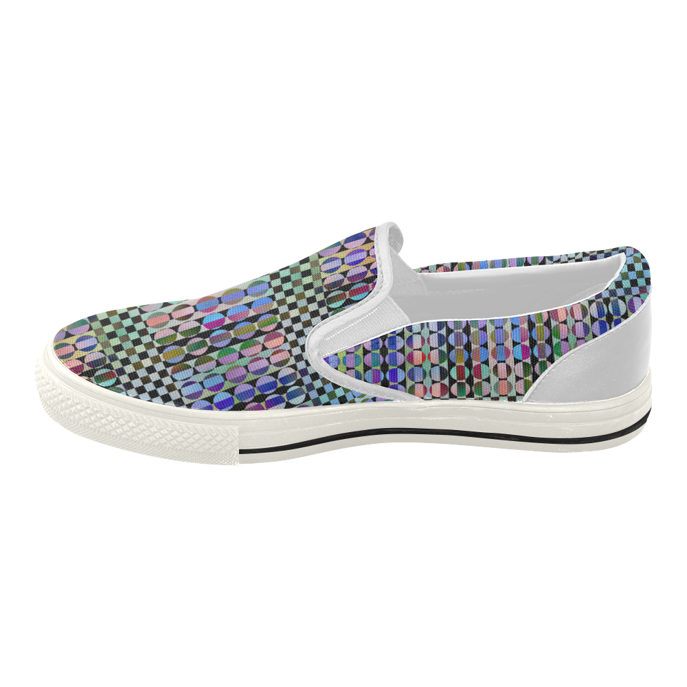Dots and Stripes-2 Women's Slip-on Canvas Shoes (Model 019)