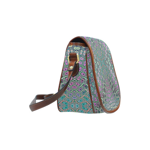 Multicolored Hologram Butterfly Fractal Abstract Saddle Bag/Large (Model 1649)