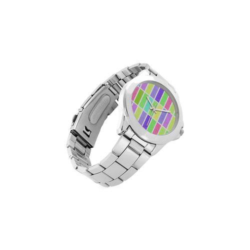 Pastel rectangles Unisex Stainless Steel Watch(Model 103)