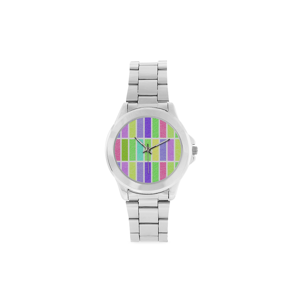 Pastel rectangles Unisex Stainless Steel Watch(Model 103)