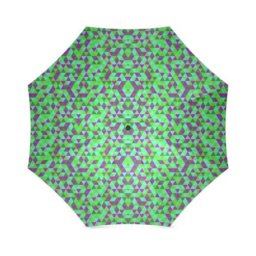 Fucsia and green mini rectangles Foldable Umbrella (Model U01)