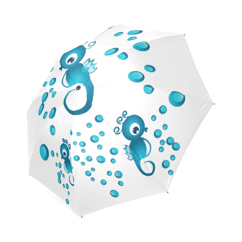 Sea horses in blue Foldable Umbrella (Model U01)