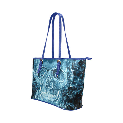 glowing skull Leather Tote Bag/Large (Model 1651)