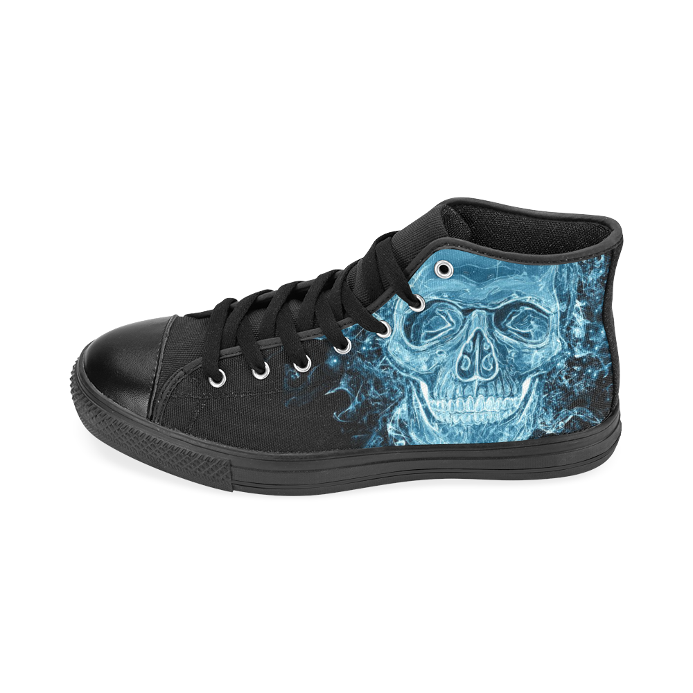 glowing skull Men’s Classic High Top Canvas Shoes /Large Size (Model 017)