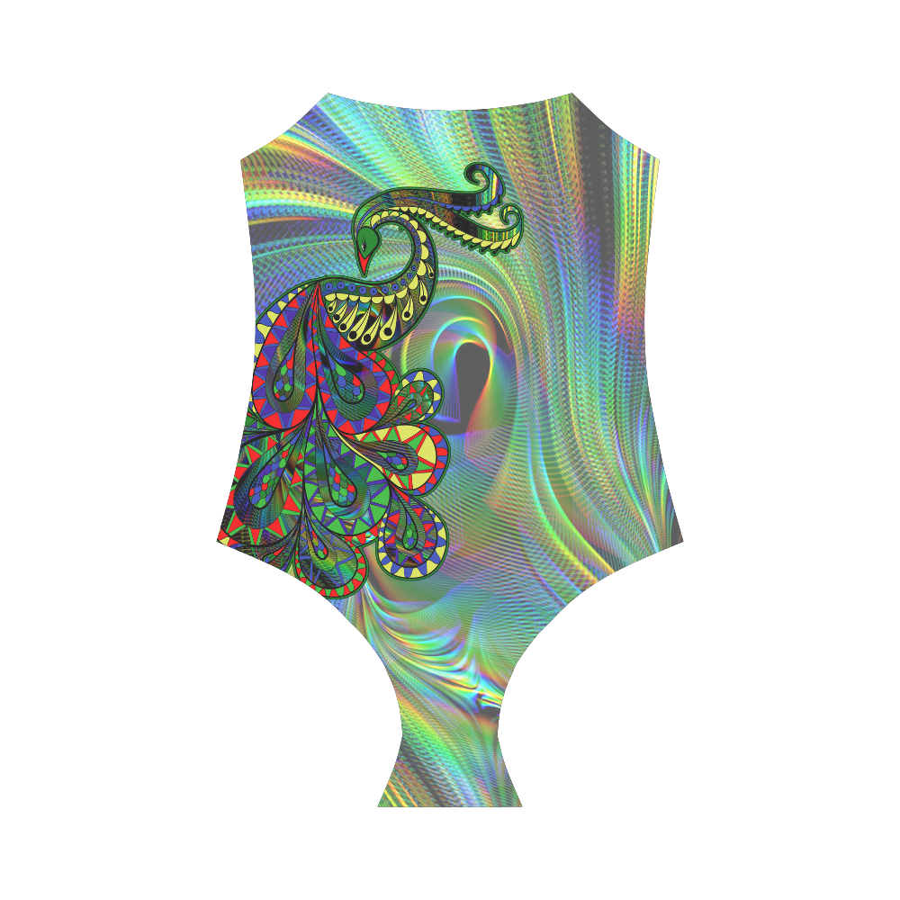 Abstract peacock drawing Strap Swimsuit ( Model S05)