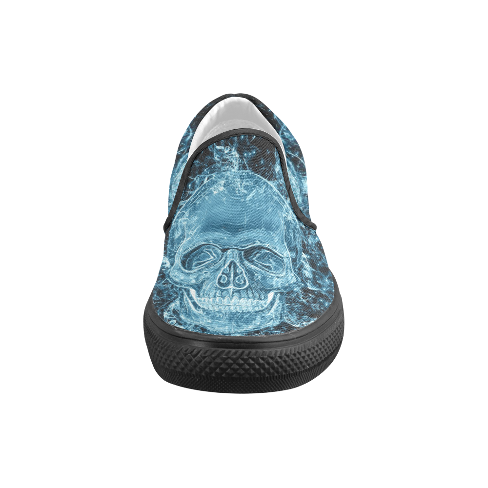 glowing skull Men's Unusual Slip-on Canvas Shoes (Model 019)