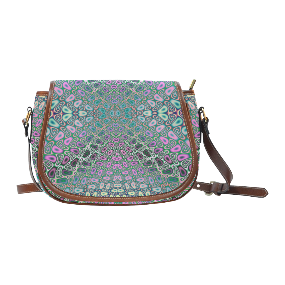 Multicolored Hologram Butterfly Fractal Abstract Saddle Bag/Large (Model 1649)