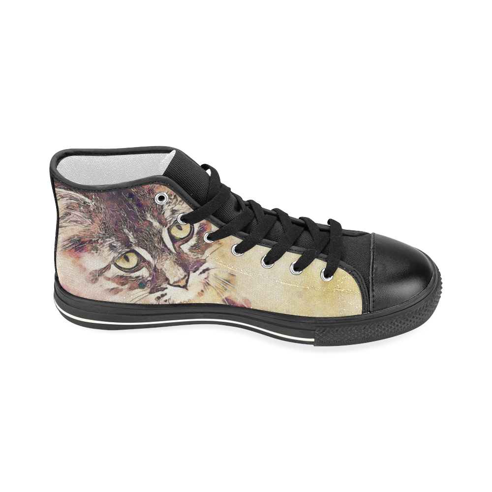 watercolor cat Women's Classic High Top Canvas Shoes (Model 017)