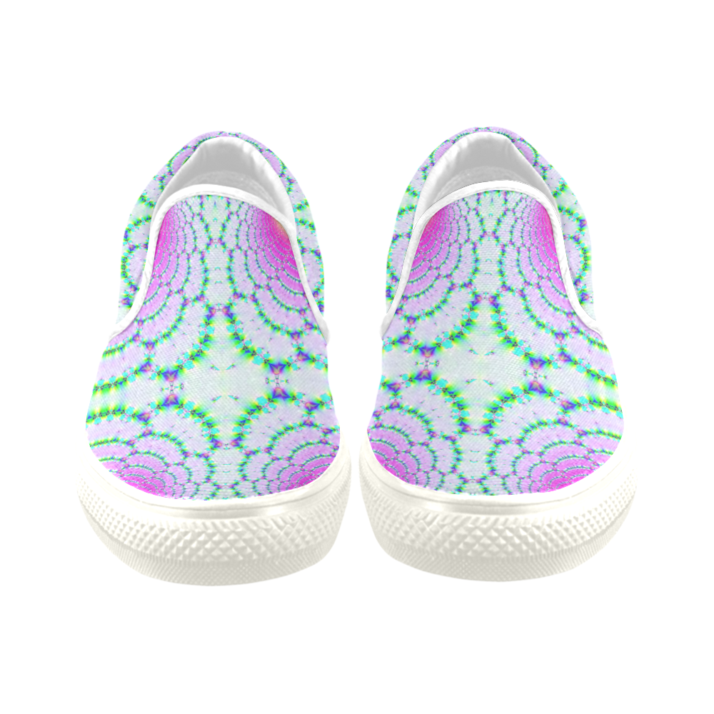 Gypsy Boho Tie-Dyed Lace Fractal Abstract Women's Unusual Slip-on Canvas Shoes (Model 019)