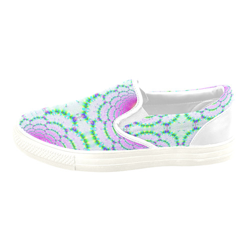 Gypsy Boho Tie-Dyed Lace Fractal Abstract Women's Unusual Slip-on Canvas Shoes (Model 019)