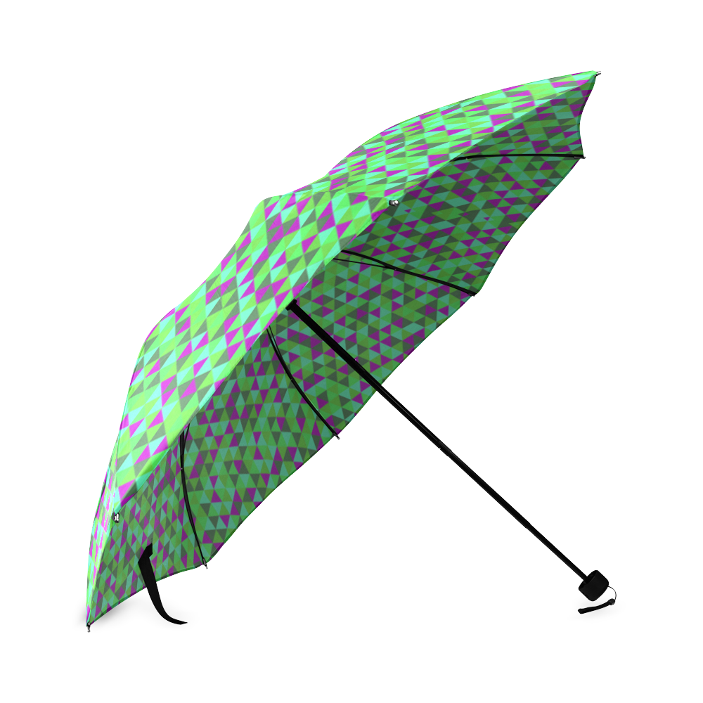 Fucsia and green mini rectangles Foldable Umbrella (Model U01)