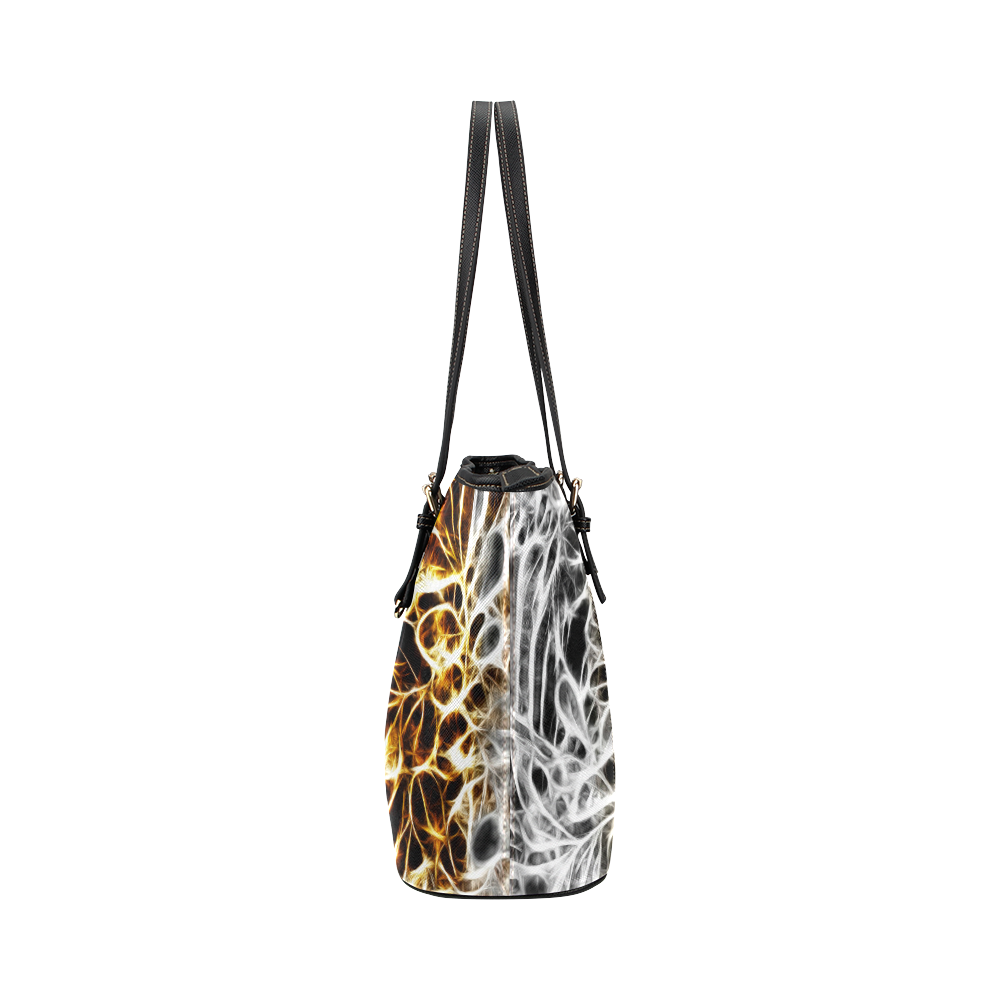 Foliage #10 Gold & Silver - Jera Nour Leather Tote Bag/Small (Model 1651)