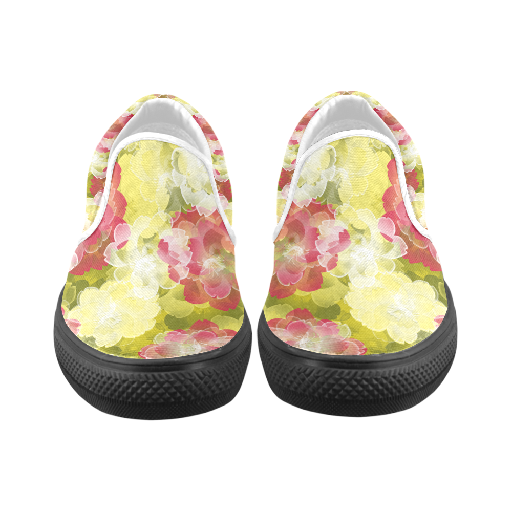 Flower Power Blossom Women's Unusual Slip-on Canvas Shoes (Model 019)