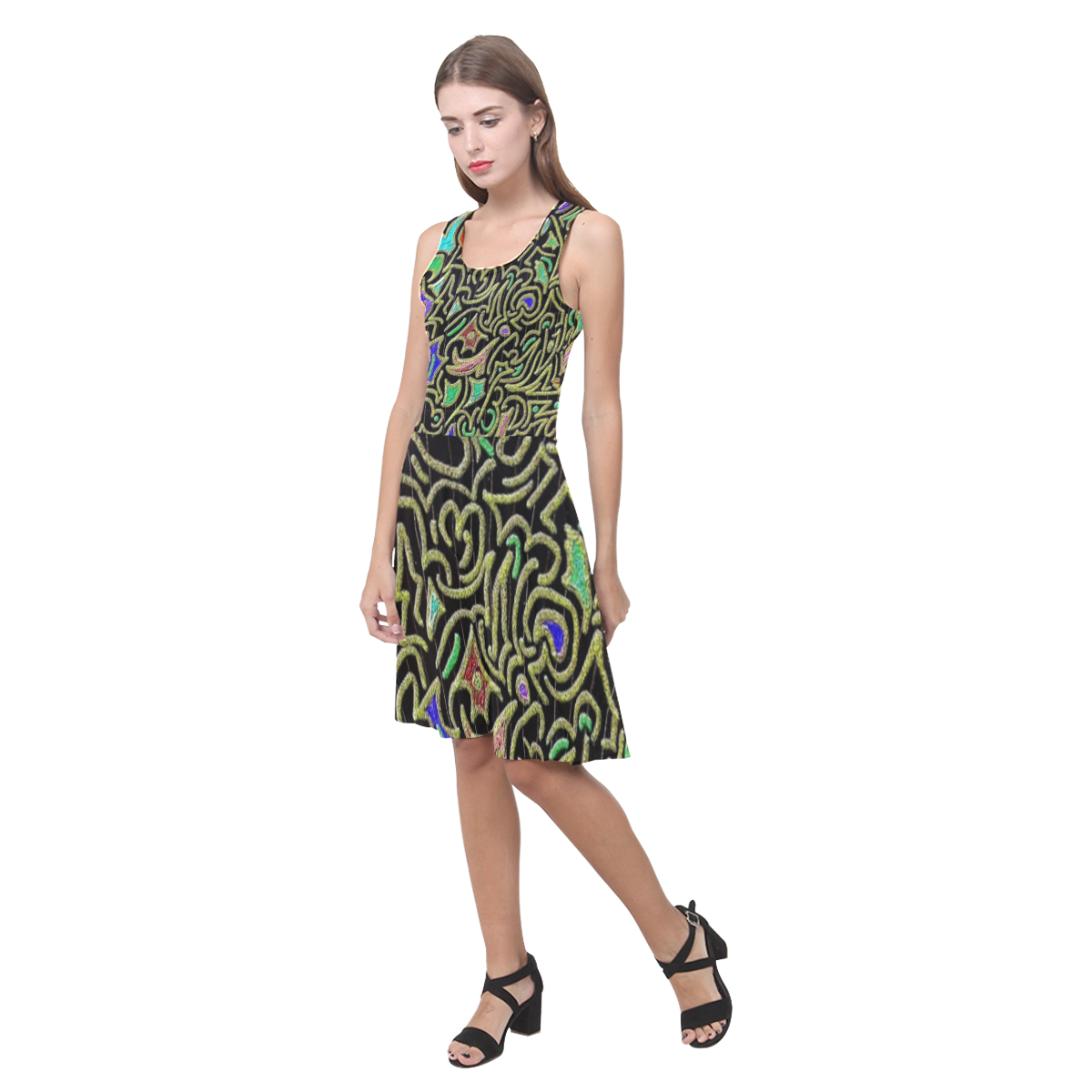 swirl retro Atalanta Casual Sundress(Model D04)