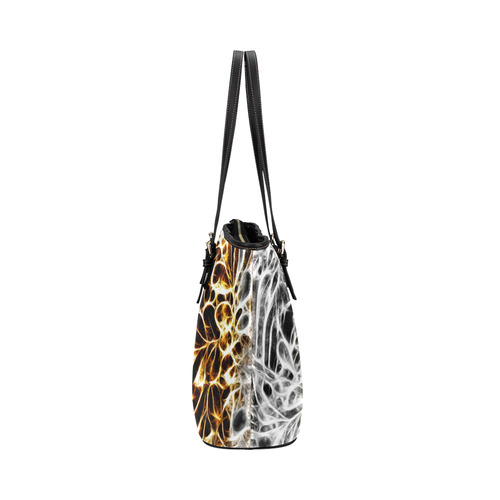 Foliage #10 Gold & Silver - Jera Nour Leather Tote Bag/Small (Model 1651)
