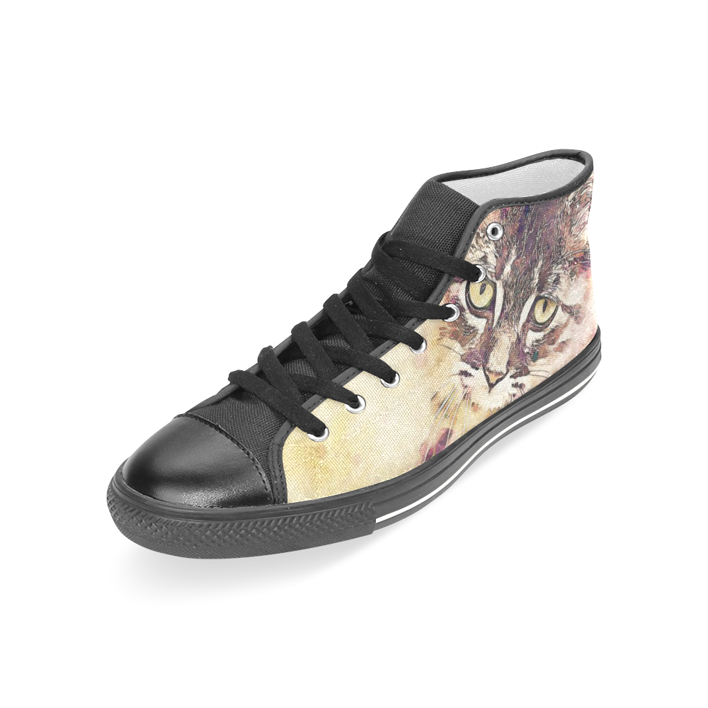 watercolor cat Women's Classic High Top Canvas Shoes (Model 017)