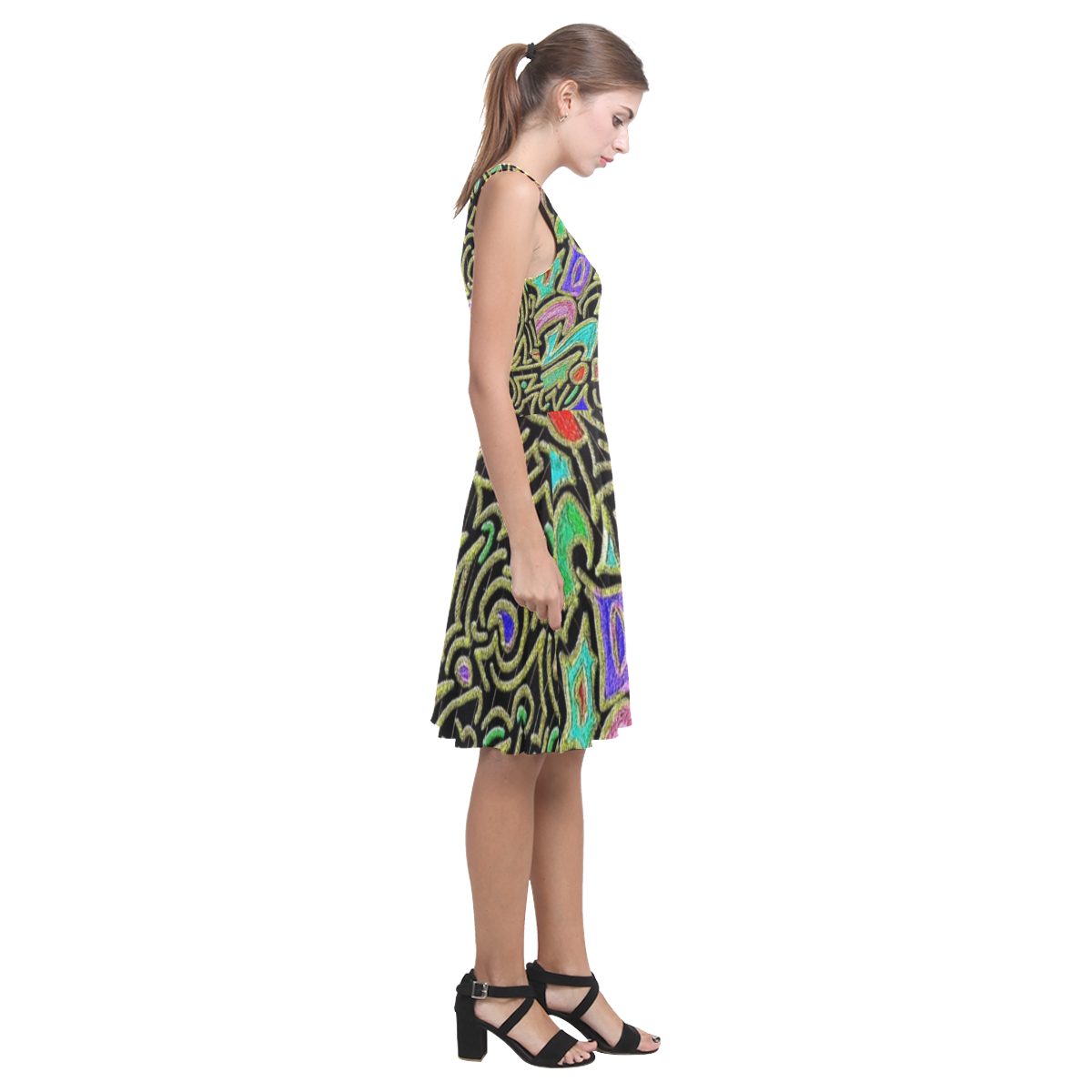 swirl retro Atalanta Casual Sundress(Model D04)