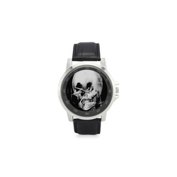 All Is Vanity Halloween Life, Death, and Existence Unisex Stainless Steel Leather Strap Watch(Model 202)