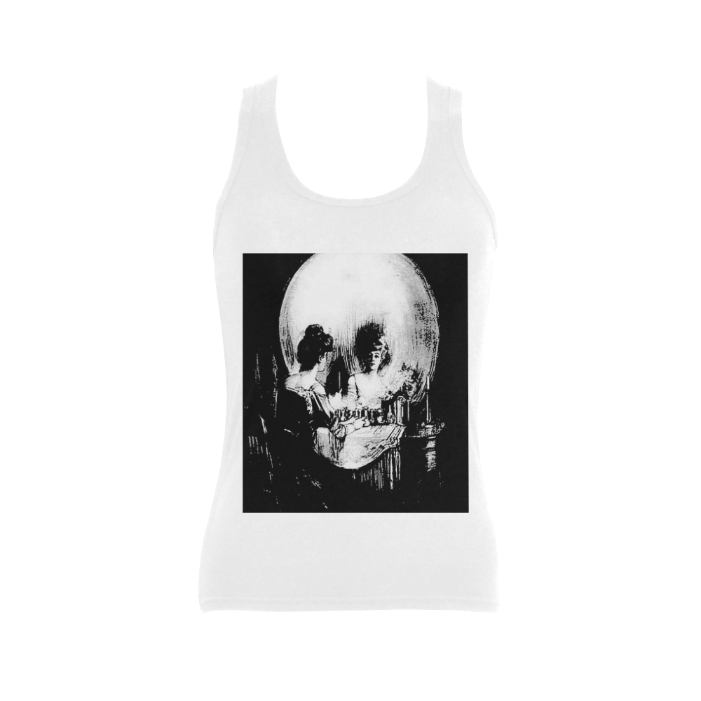 All Is Vanity Halloween Life, Death, and Existence Women's Shoulder-Free Tank Top (Model T35)