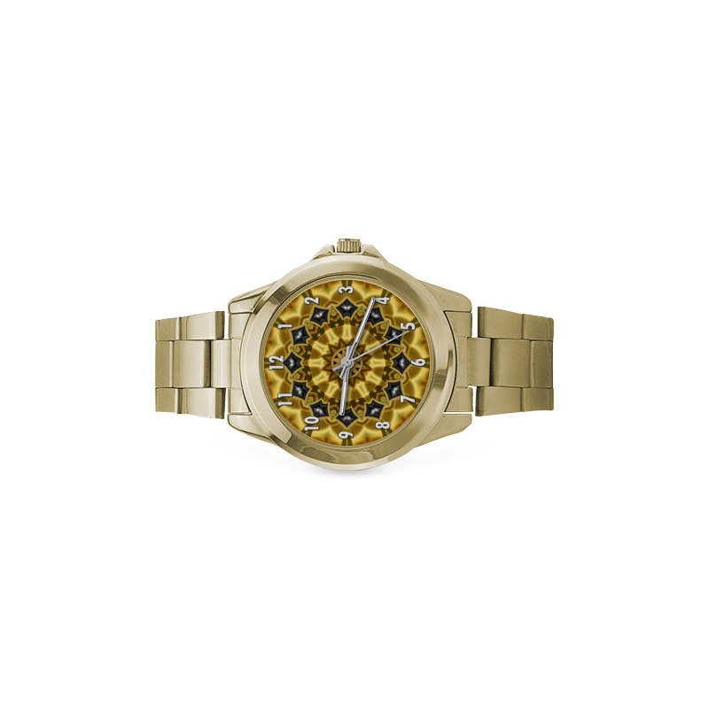 Polished Olivine Black and Gold Watch Face Custom Gilt Watch(Model 101)