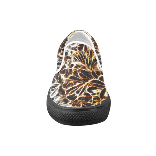 Foliage #10 Gold & Silver - Jera Nour Women's Unusual Slip-on Canvas Shoes (Model 019)