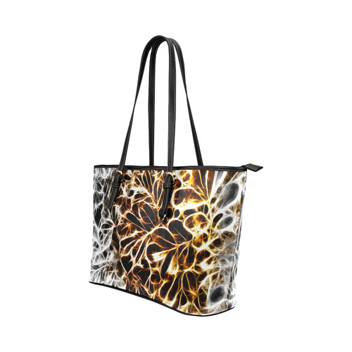 Foliage #10 Gold & Silver - Jera Nour Leather Tote Bag/Small (Model 1651)