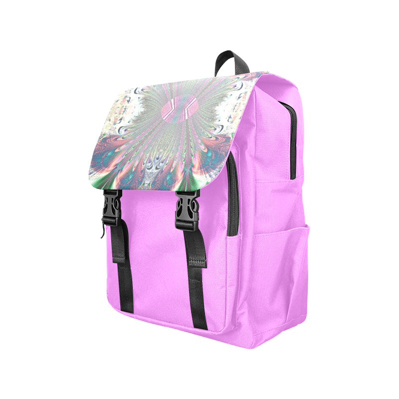 Precious Peacock Feathers Fractal Abstract Casual Shoulders Backpack (Model 1623)