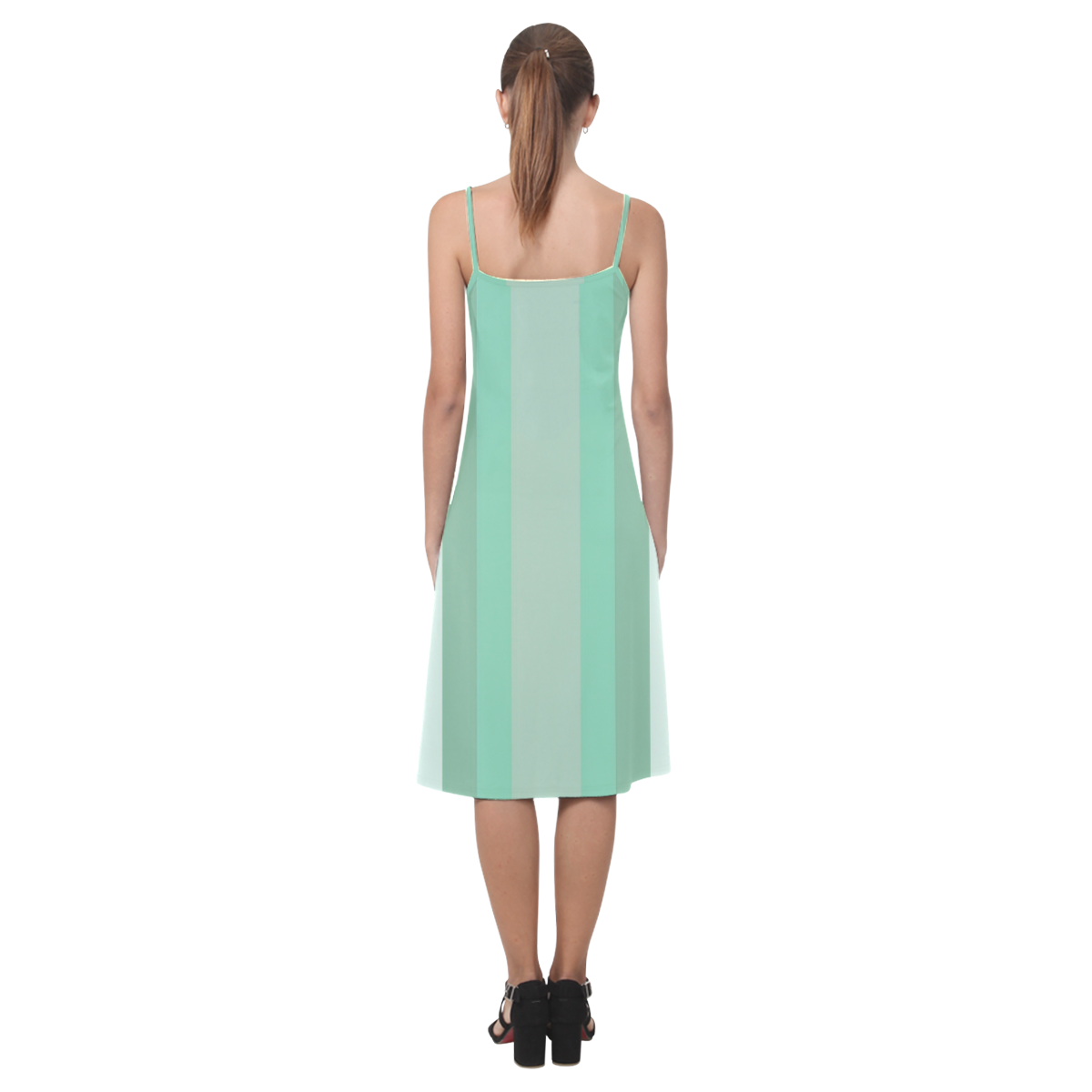 Vertical Mint Green Gradient Stripes Alcestis Slip Dress (Model D05)