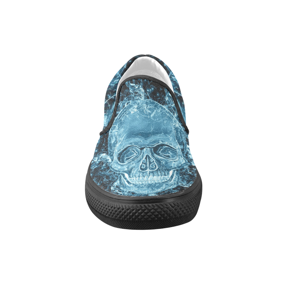 glowing skull Women's Unusual Slip-on Canvas Shoes (Model 019)