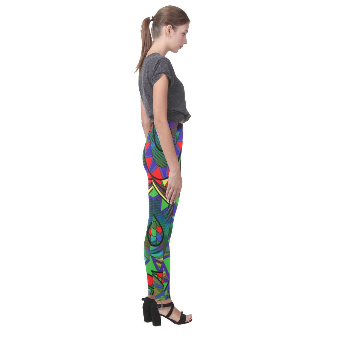 abstract peacock drawing Cassandra Women's Leggings (Model L01)