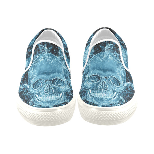 glowing skull Women's Unusual Slip-on Canvas Shoes (Model 019)