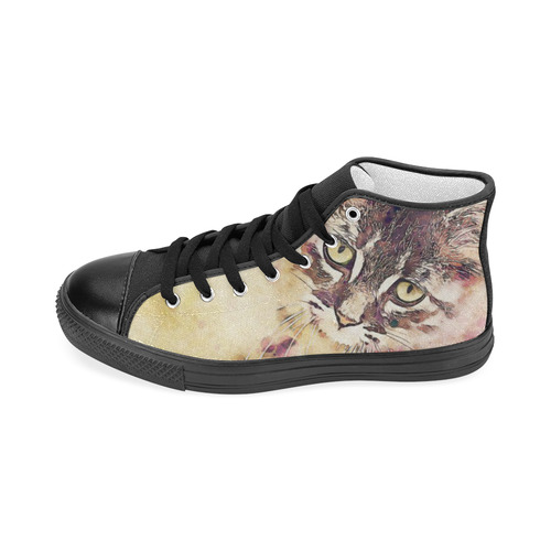 watercolor cat Men’s Classic High Top Canvas Shoes (Model 017)