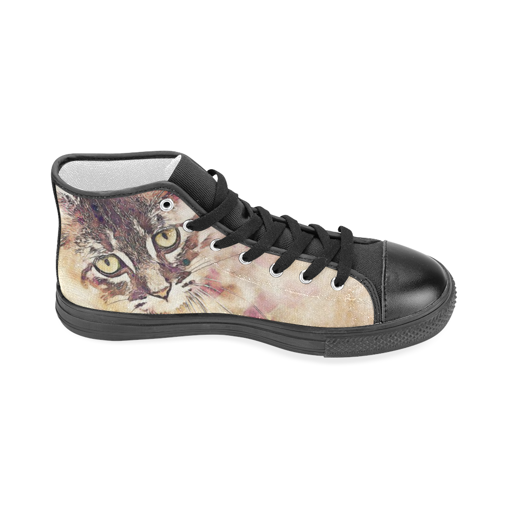watercolor cat Men’s Classic High Top Canvas Shoes (Model 017)