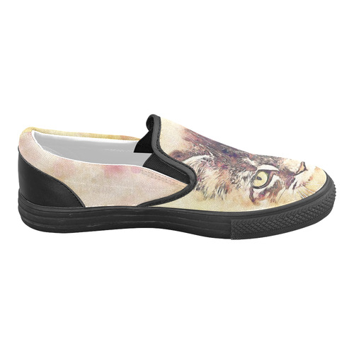 watercolor cat Men's Slip-on Canvas Shoes (Model 019)