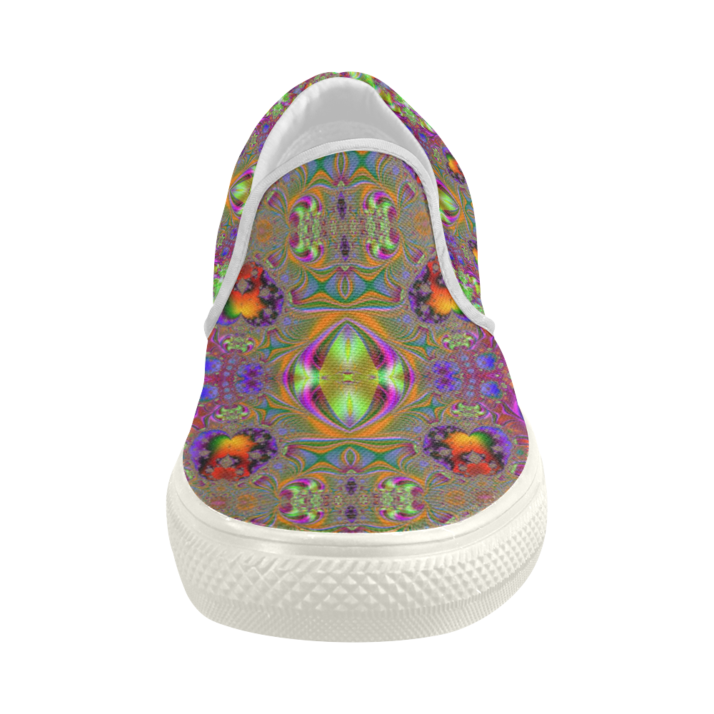 Swathed in Colors Fractal Abstract Women's Slip-on Canvas Shoes (Model 019)