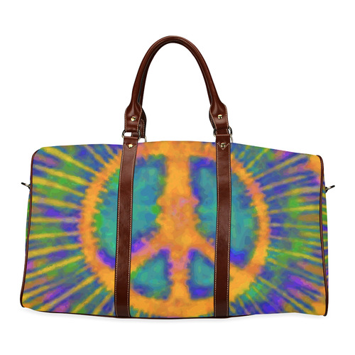 Psychedelic Tie Dye Trippy Peace Sign Waterproof Travel Bag/Large (Model 1639)