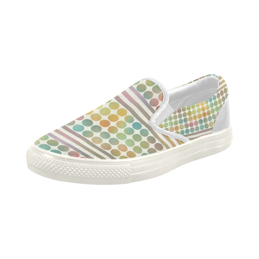 Dots and Stripes Women's Slip-on Canvas Shoes (Model 019)