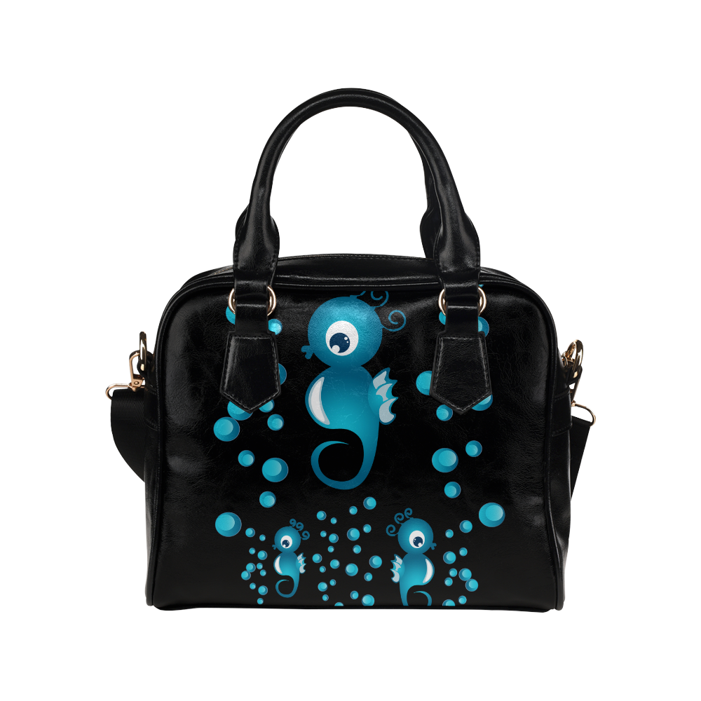 Sea horses in blue Shoulder Handbag (Model 1634)