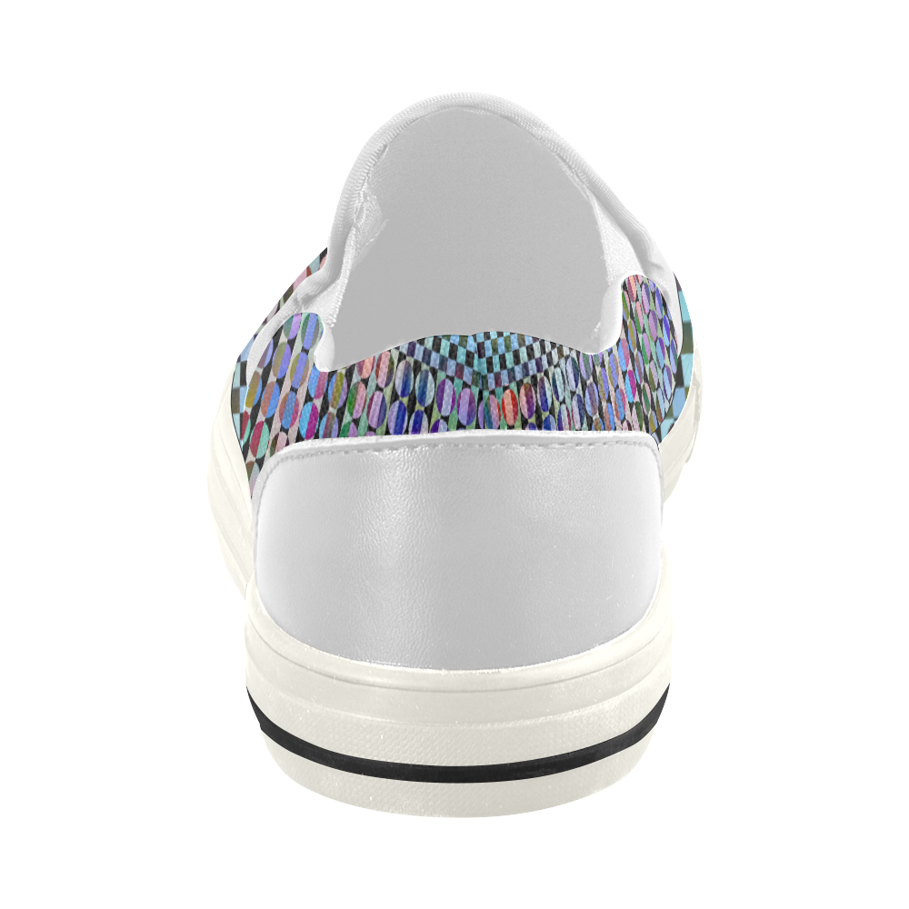 Dots and Stripes-2 Women's Slip-on Canvas Shoes (Model 019)