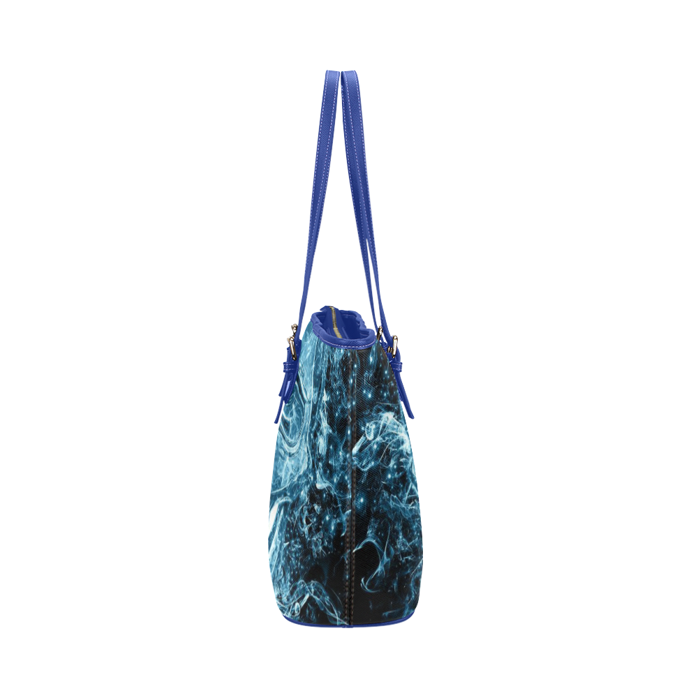 glowing skull Leather Tote Bag/Large (Model 1651)