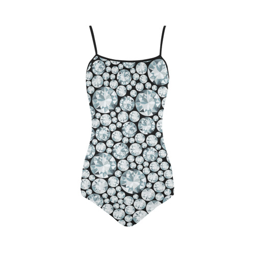 Luxurious white Diamond Pattern Strap Swimsuit ( Model S05)